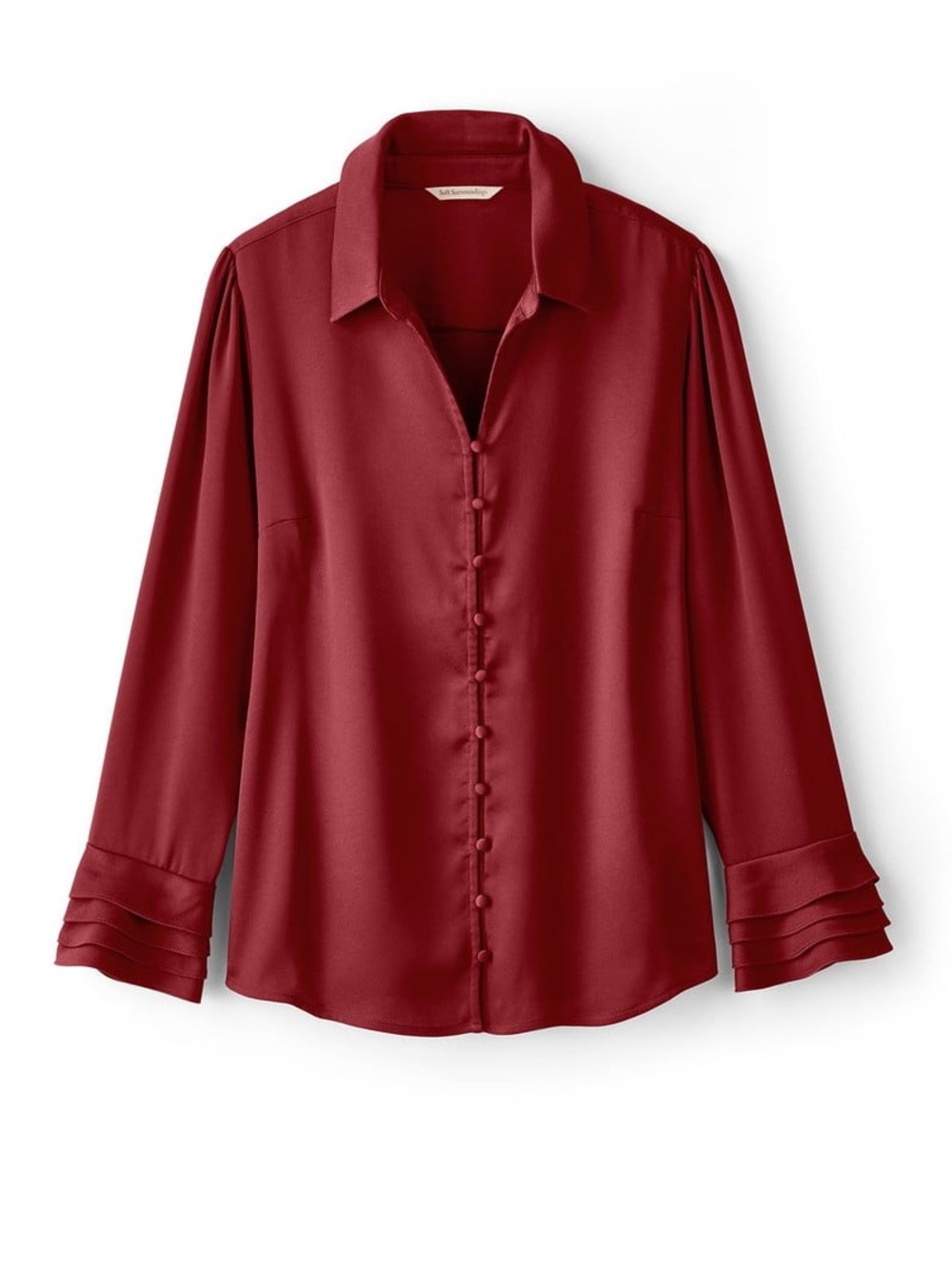 Soft Surroundings Women’s Moroccan Red Button-Front Sonnet Blouse Size Large NWT